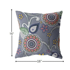 16” Gray Pink Floral Suede Zippered Throw Pillow - Homeroots