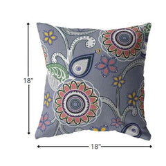 18” Gray Pink Floral Suede Zippered Throw Pillow - Homeroots