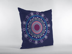 16"x16" Navy Zippered Suede Floral Throw Pillow - Homeroots