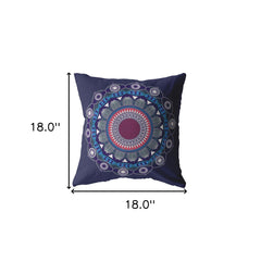 18"x18" Navy Zippered Suede Floral Throw Pillow