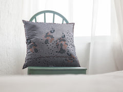 16” Gray Black Boho Bird Zippered Suede Throw Pillow