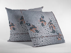 18” Gray Black Boho Bird Zippered Suede Throw Pillow