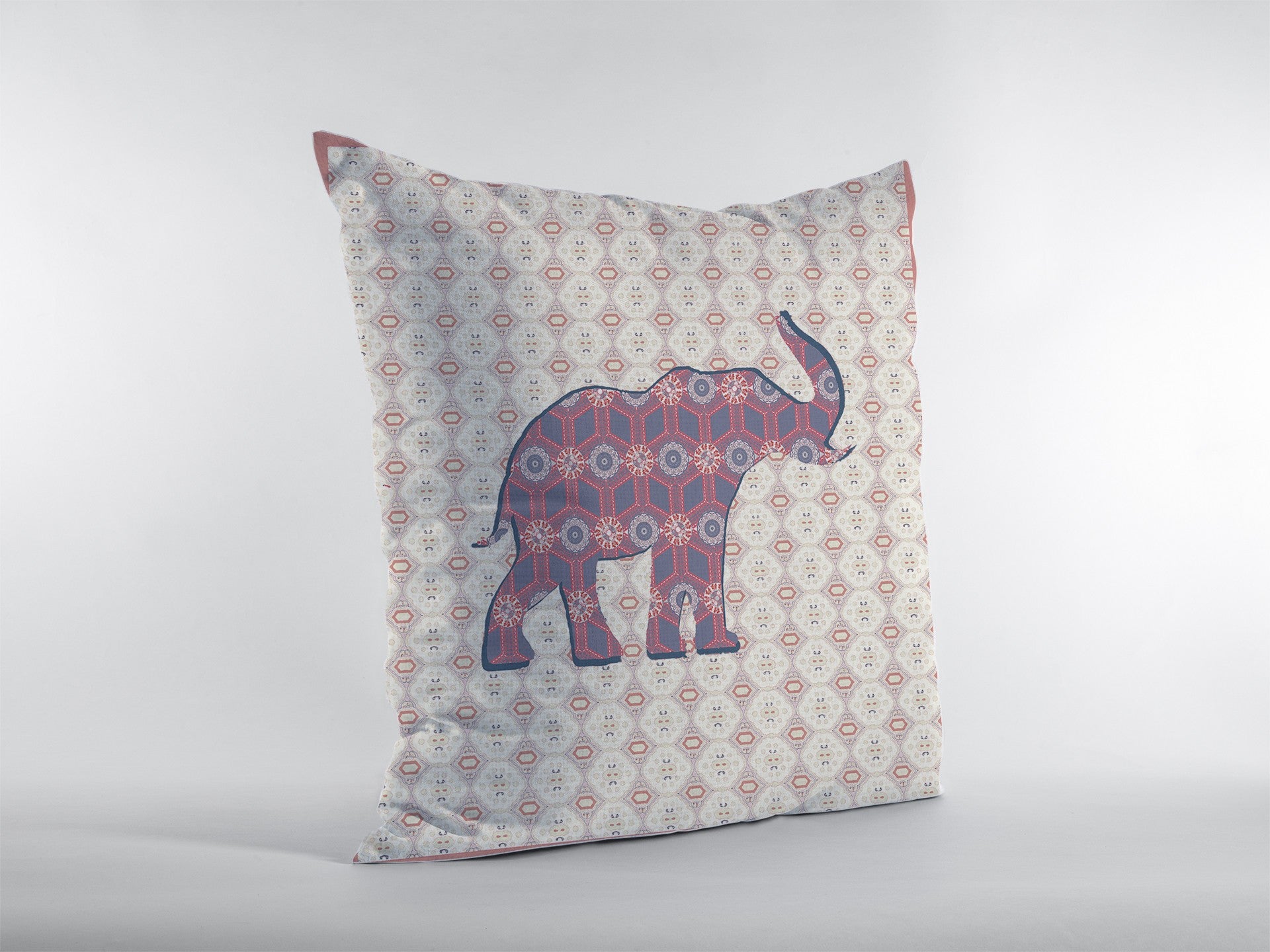 16" Magenta Elephant Zip Suede Throw Pillow