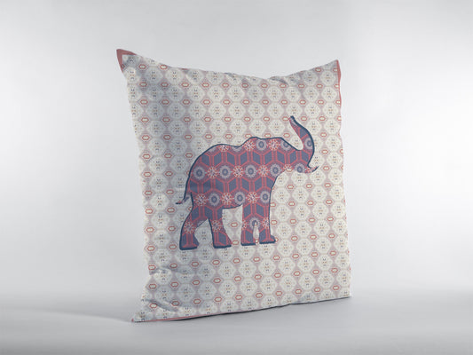 16" Magenta Elephant Zip Suede Throw Pillow