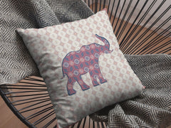 16" Magenta Elephant Zip Suede Throw Pillow