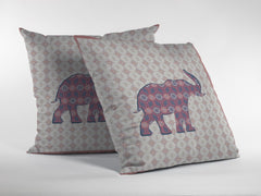 18" Magenta Elephant Zip Suede Throw Pillow