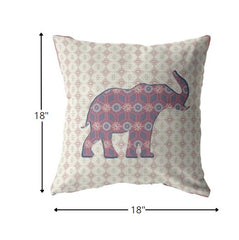 18" Magenta Elephant Zip Suede Throw Pillow