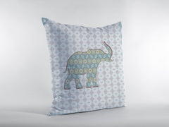 16" Blue Elephant Zip Suede Throw Pillow