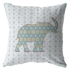 18" Blue Elephant Zip Suede Throw Pillow - Homeroots