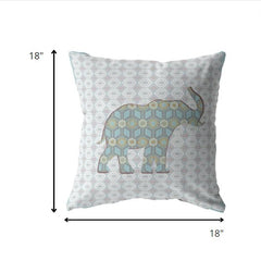 18" Blue Elephant Zip Suede Throw Pillow