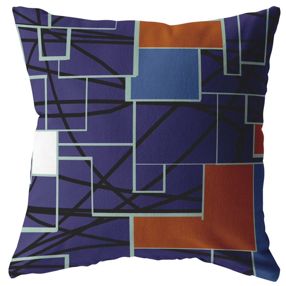 16" Navy Puzzle Piece Zippered Suede Throw Pillow - Homeroots