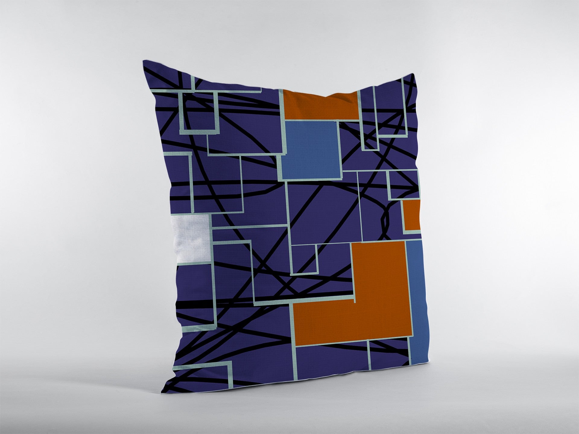 16" Navy Puzzle Piece Zippered Suede Throw Pillow