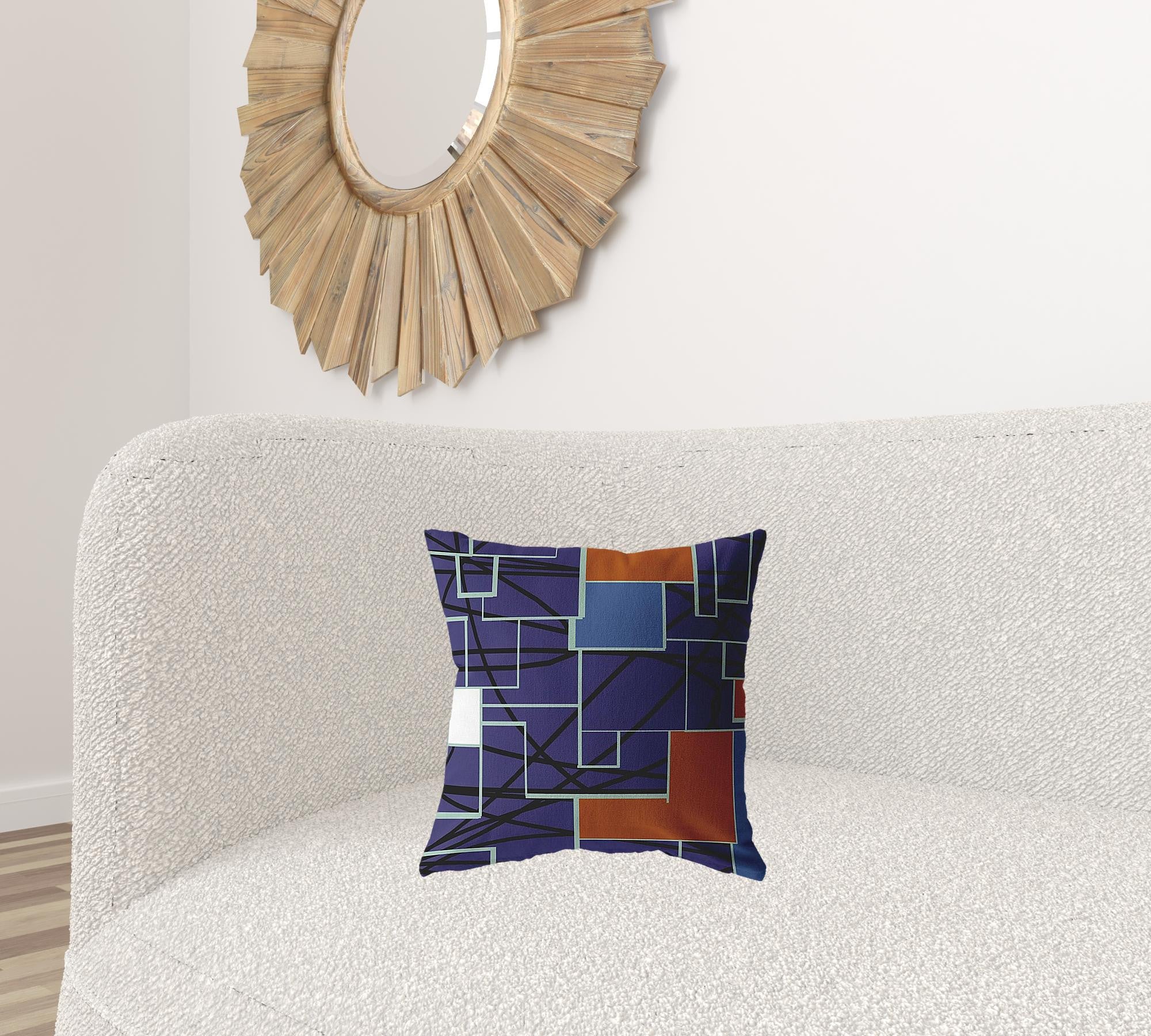 16" Navy Puzzle Piece Zippered Suede Throw Pillow