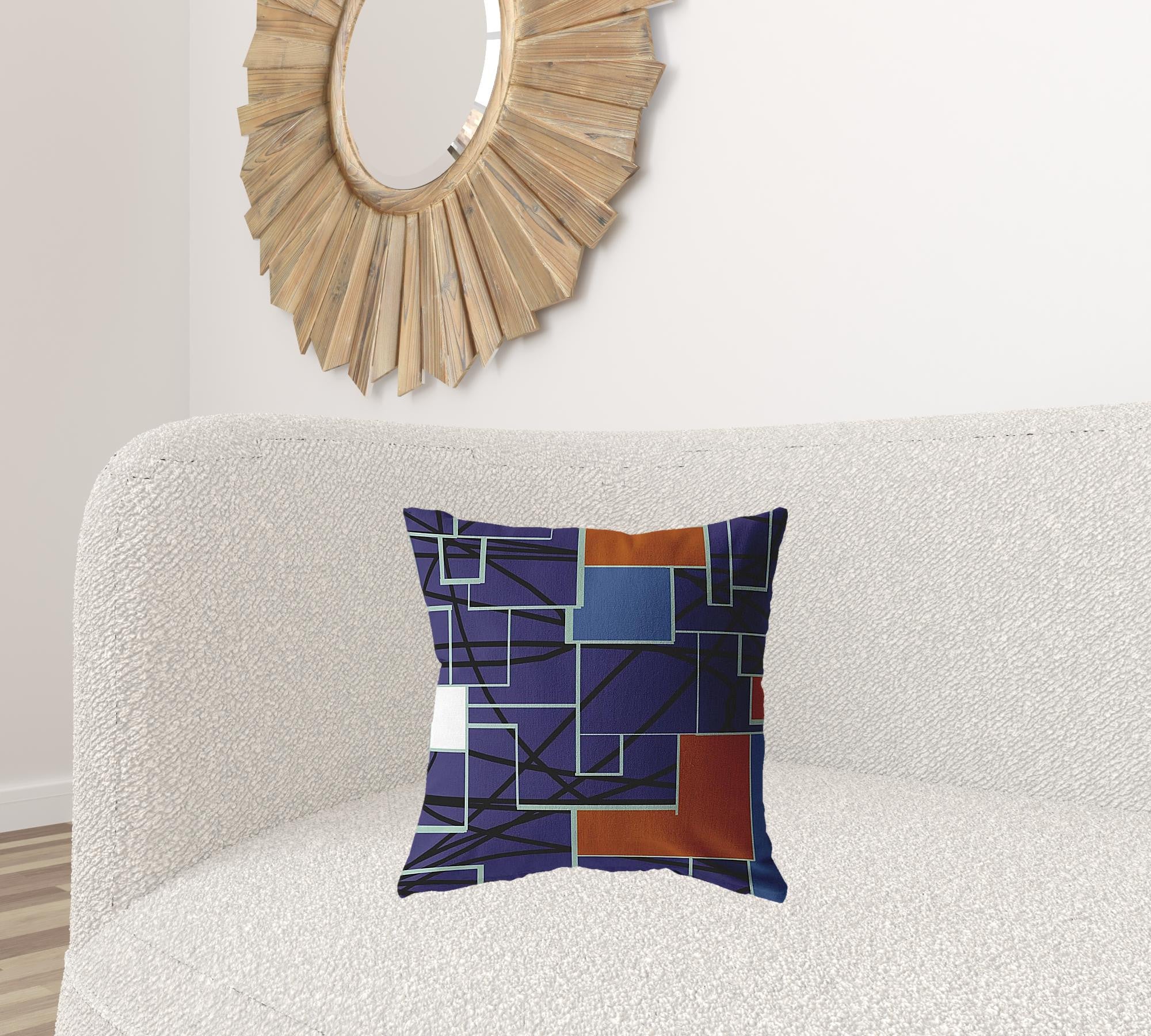 18" Navy Puzzle Piece Zippered Suede Throw Pillow