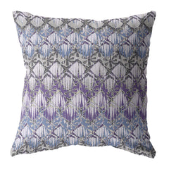 16” Purple Gray Hatch Zippered Suede Throw Pillow