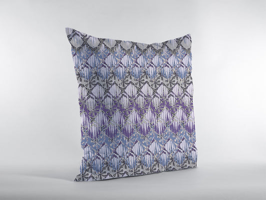 16” Purple Gray Hatch Zippered Suede Throw Pillow