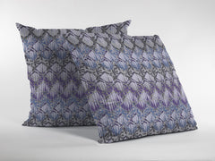 16” Purple Gray Hatch Zippered Suede Throw Pillow