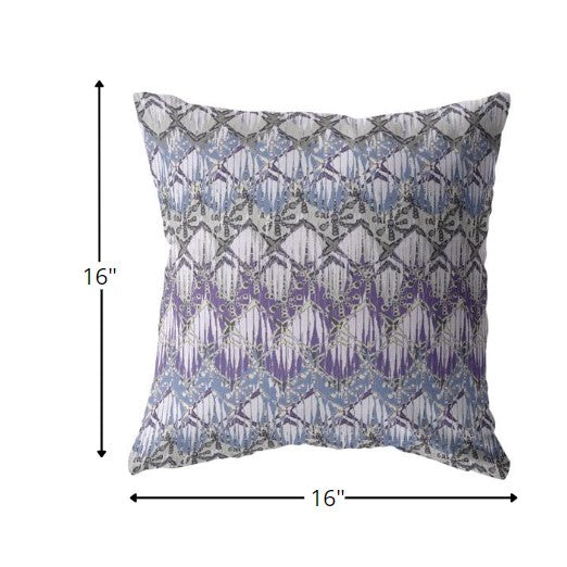 16” Purple Gray Hatch Zippered Suede Throw Pillow