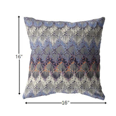 16” Blue Gray Hatch Zippered Suede Throw Pillow