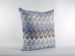 18” Blue Gray Hatch Zippered Suede Throw Pillow