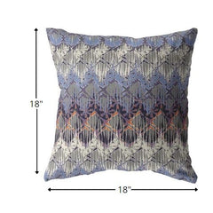 18” Blue Gray Hatch Zippered Suede Throw Pillow - Homeroots