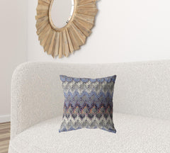 18” Blue Gray Hatch Zippered Suede Throw Pillow - Homeroots