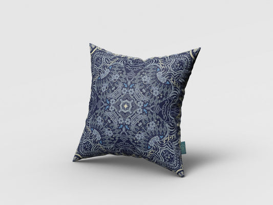 16” Indigo Boho Ornate Zippered Suede Throw Pillow - Homeroots