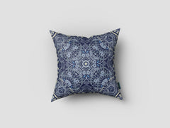 16” Indigo Boho Ornate Zippered Suede Throw Pillow - Homeroots