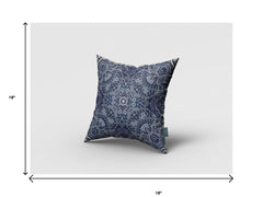 16” Indigo Boho Ornate Zippered Suede Throw Pillow - Homeroots