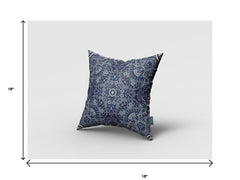 18” Indigo Boho Ornate Zippered Suede Throw Pillow