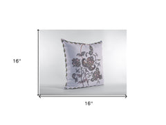 16” Gray White Wildflower Zippered Suede Throw Pillow - Homeroots