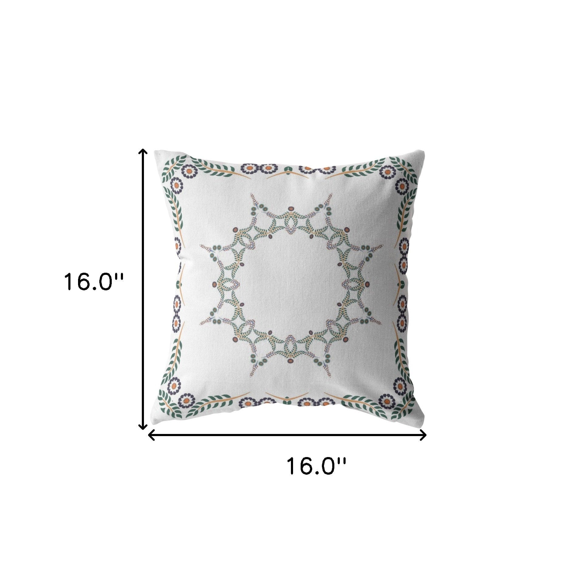 16"x16" White Zippered Suede Floral Throw Pillow - Homeroots