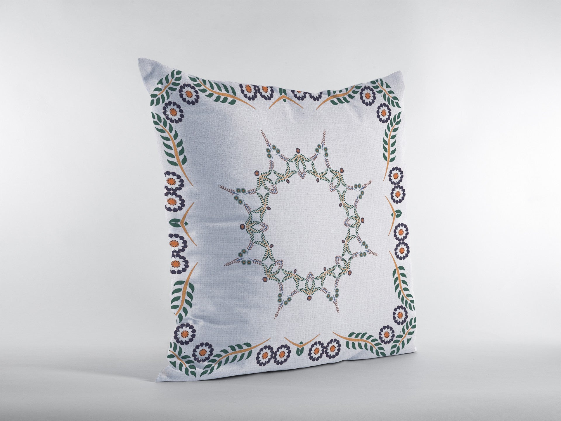 18"x18" White Zippered Suede Floral Throw Pillow