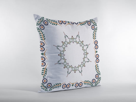 18"x18" White Zippered Suede Floral Throw Pillow