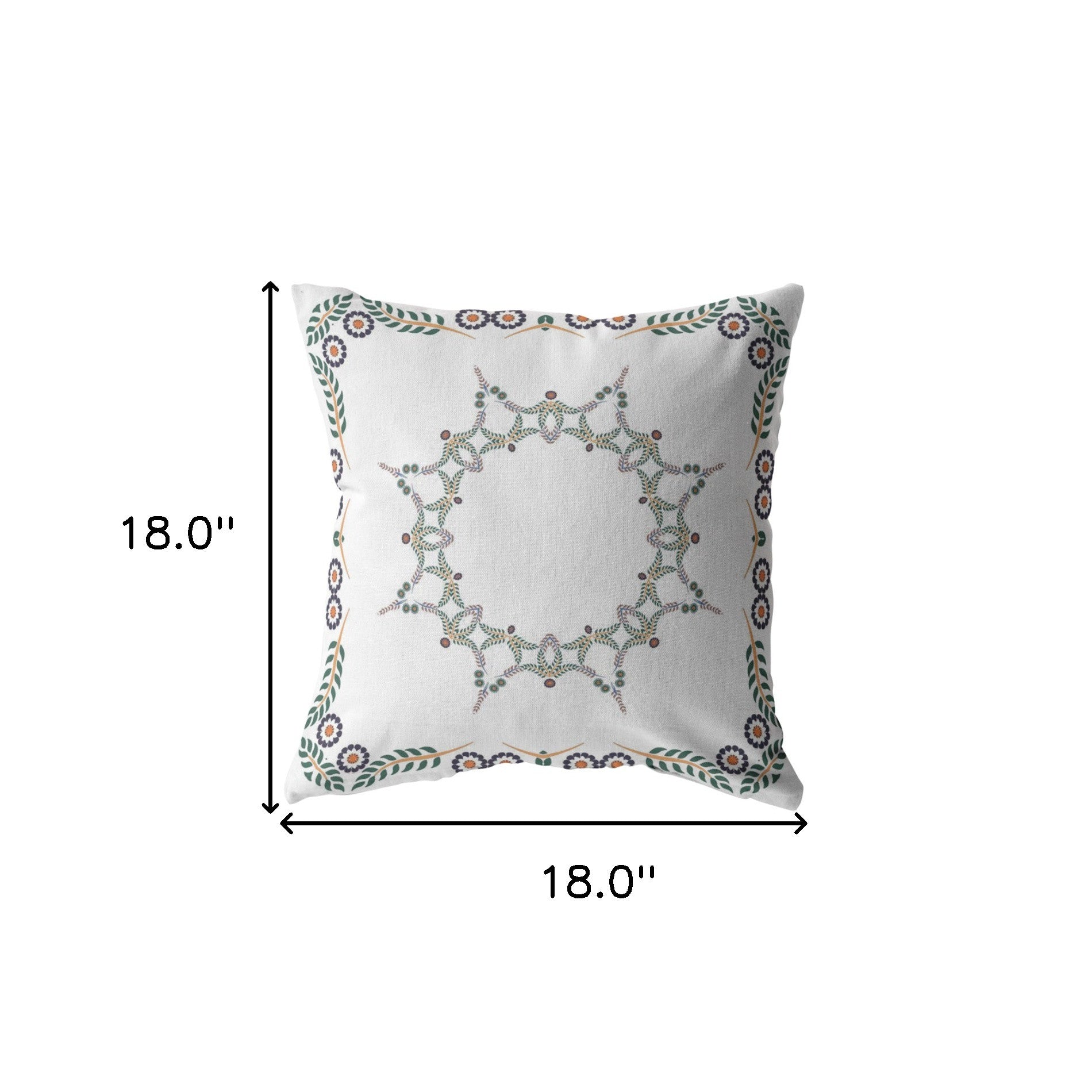 18"x18" White Zippered Suede Floral Throw Pillow