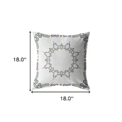 18"x18" White Zippered Suede Floral Throw Pillow