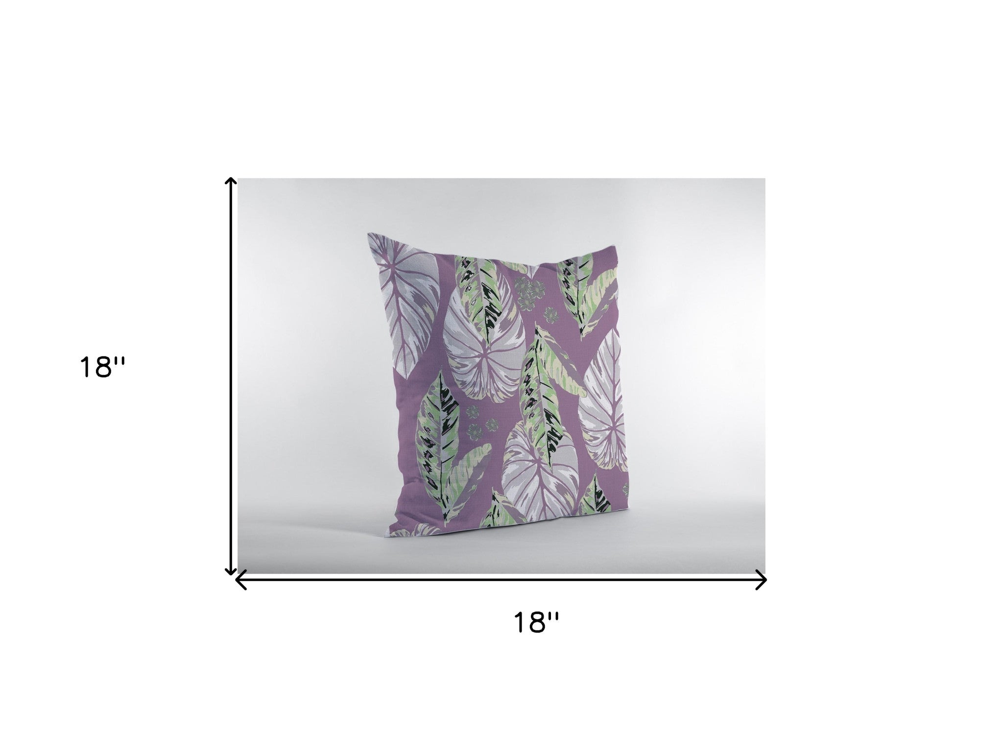 18” White Purple Tropical Leaf Zippered Suede Throw Pillow - Homeroots