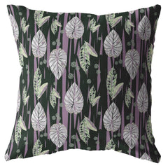 16” Black Purple Fall Leaves Zippered Suede Throw Pillow - Homeroots