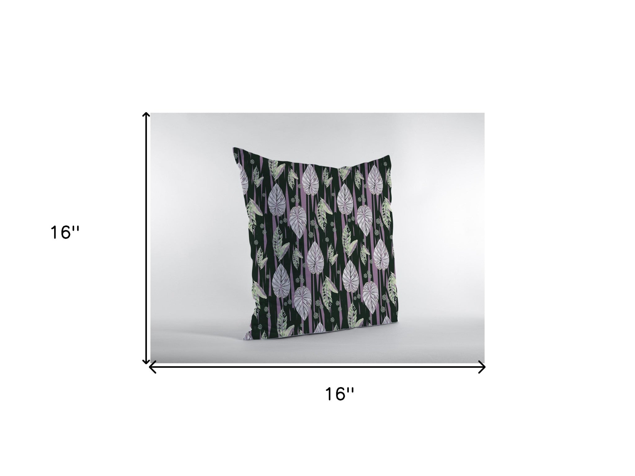 16” Black Purple Fall Leaves Zippered Suede Throw Pillow - Homeroots