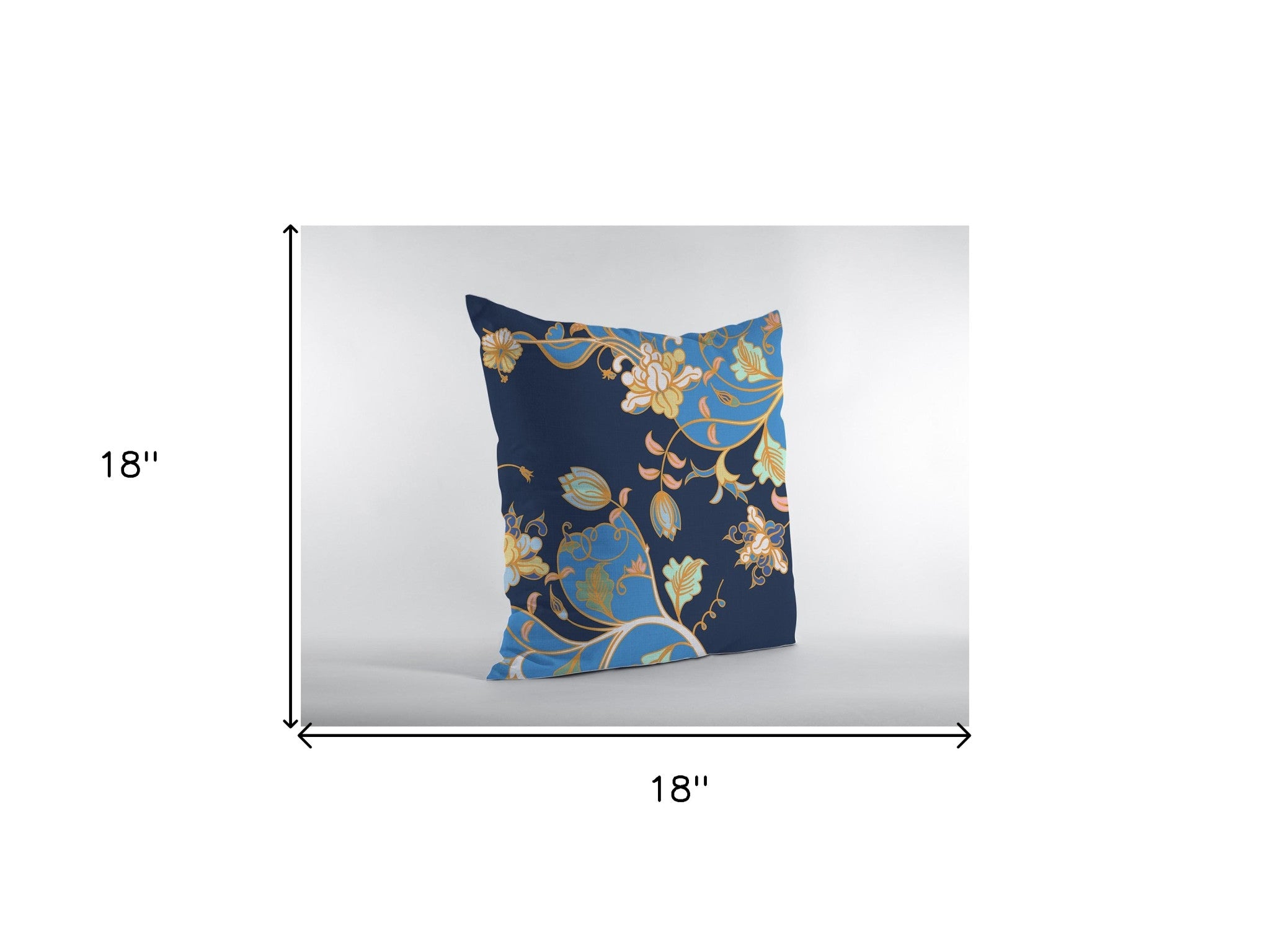 18" Navy Blue Garden Zippered Suede Throw Pillow