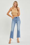 RISEN Full Size Frayed Hem Cropped Straight Jeans - Trendsi