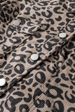 Asymmetrical Hem Collared Neck Leopard Jacket