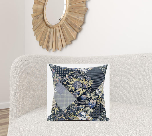 20" Black Yellow Floral Suede Throw Pillow