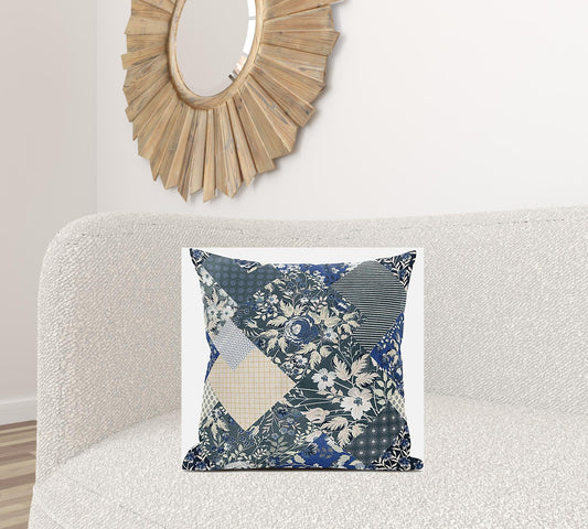 20" Gray Cream Floral Suede Throw Pillow