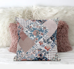 20" White Pink Floral Suede Throw Pillow