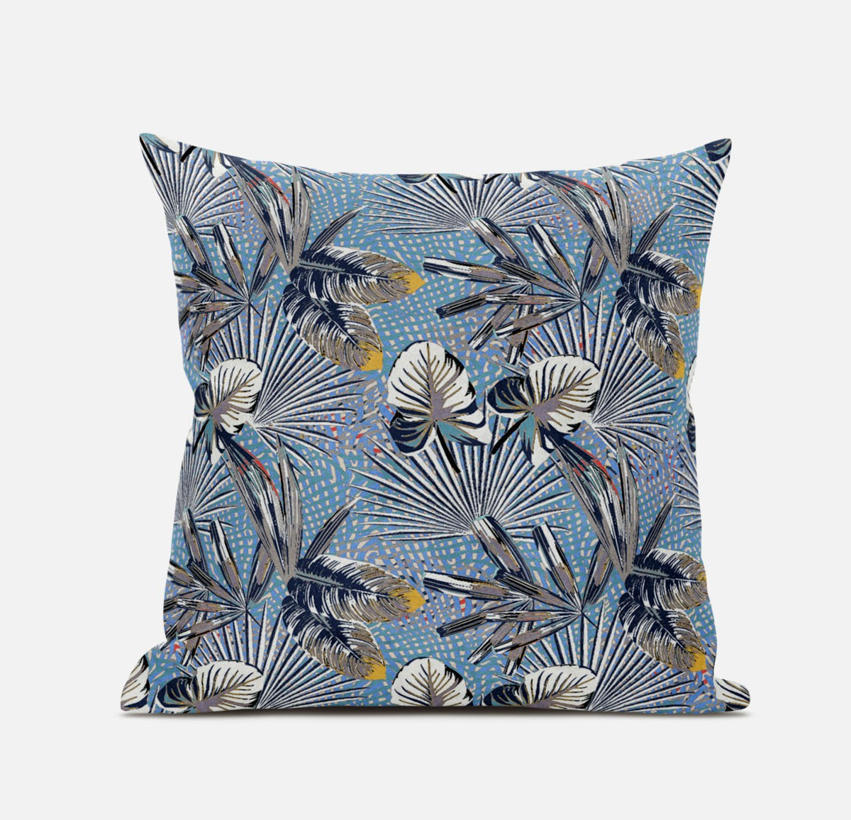 20” Gray Blue Tropical Suede Throw Pillow