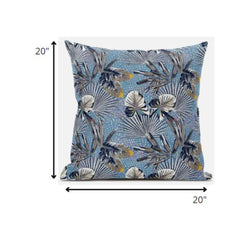 20” Gray Blue Tropical Suede Throw Pillow