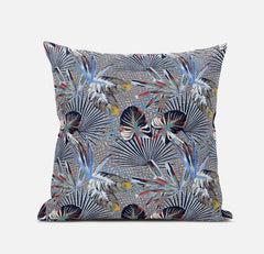 20” Indigo Gray Tropical Suede Throw Pillow