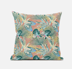 20” Blue Peach Tropical Suede Throw Pillow