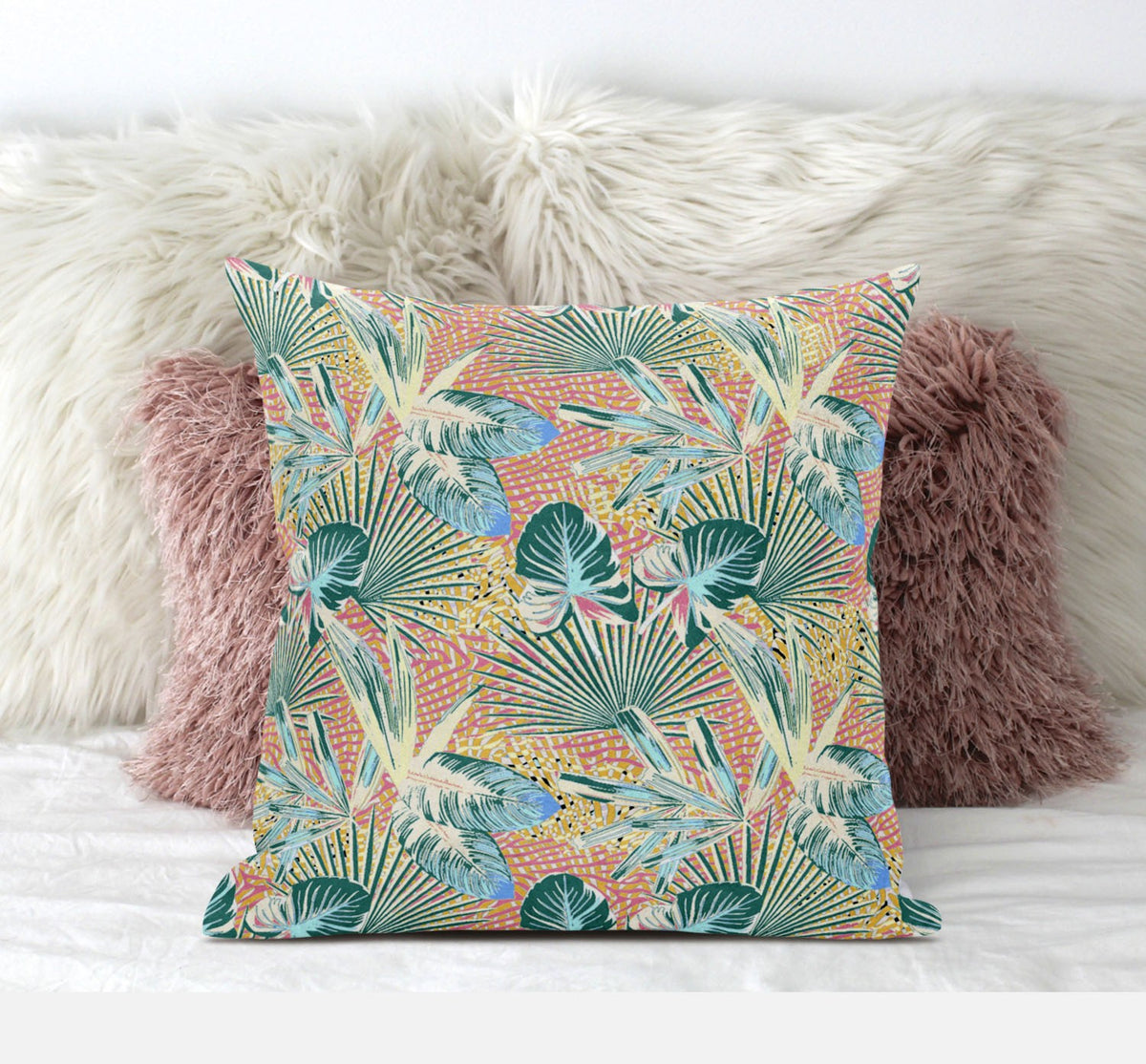 20” Blue Peach Tropical Suede Throw Pillow